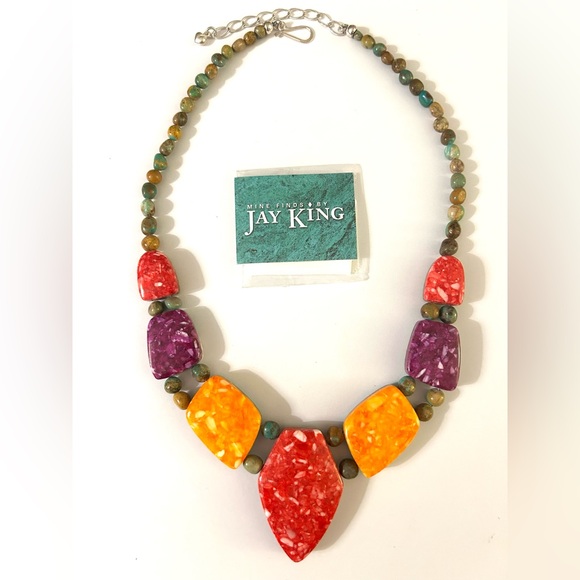 Multi Colored Reversible Jay King Necklace - NEW - Picture 1 of 6